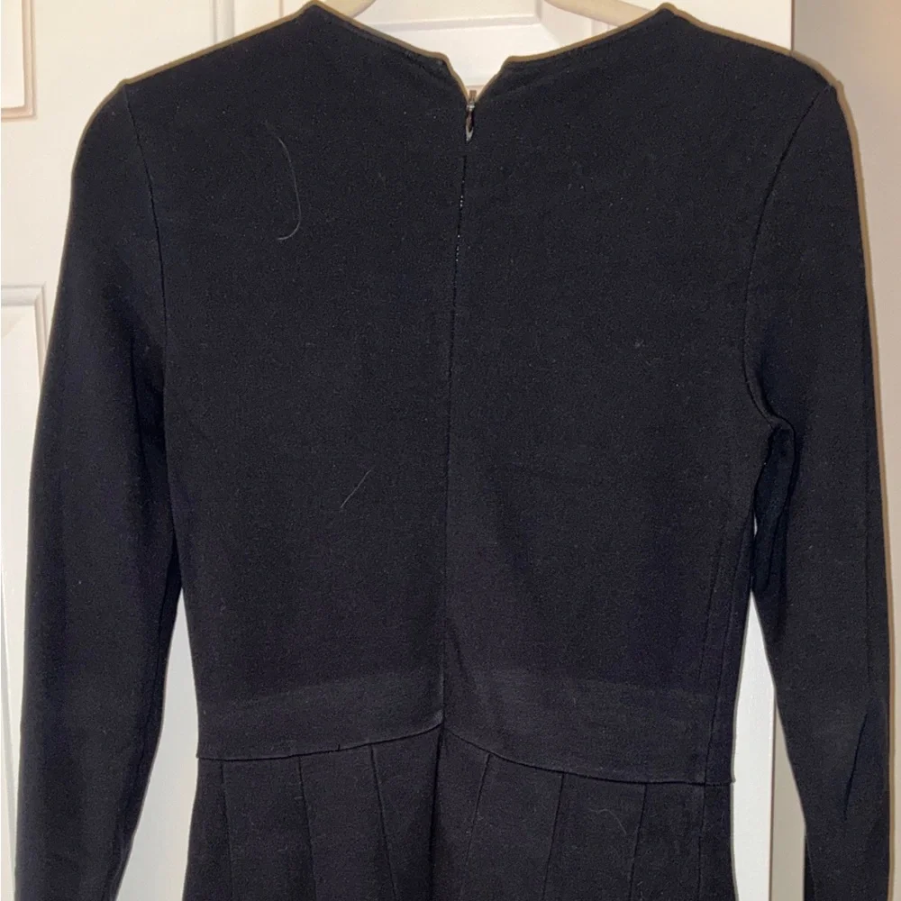 J. Crew Womens A Line Dress Black Pleated Long Sleeve‎ Sz 4